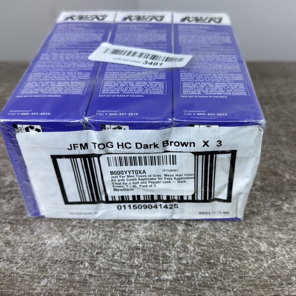 Pack of 3 Just for Men Touch of Gray Comb-In Hair Color Kit T45 Dark Brown - Picture 4 of 4